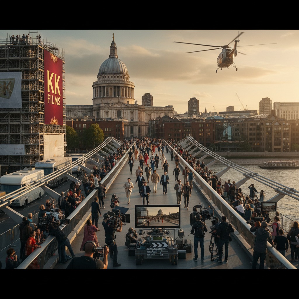 KK Films company shooting a big budget Bollywood and English Crossover feature film on St Paul's Cathedral and Millennium Bridge London